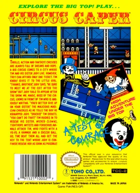 Circus Caper (USA) box cover back